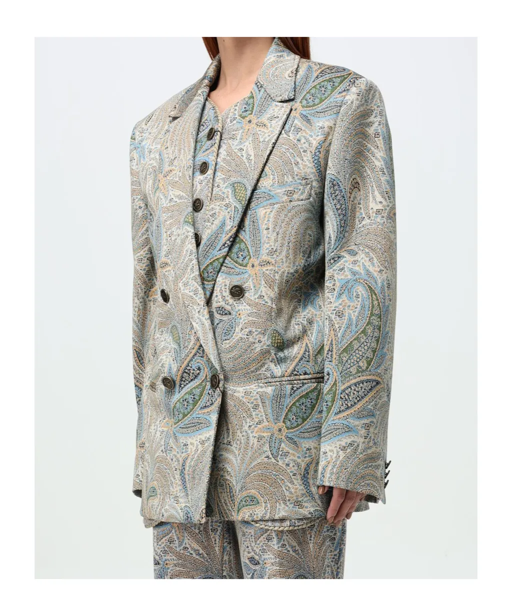 Double Breasted Paisley Jacquard Jacket