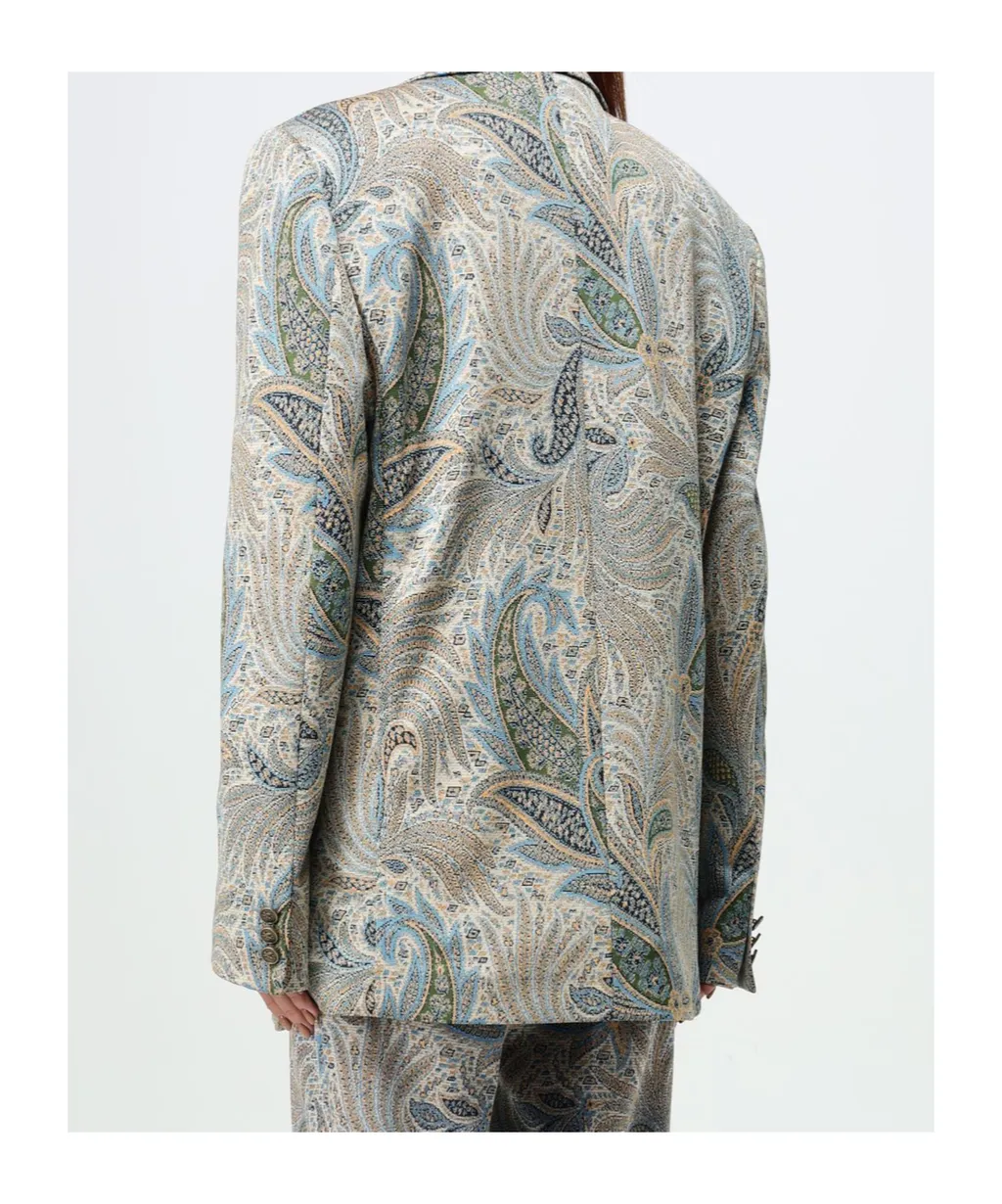 Double Breasted Paisley Jacquard Jacket
