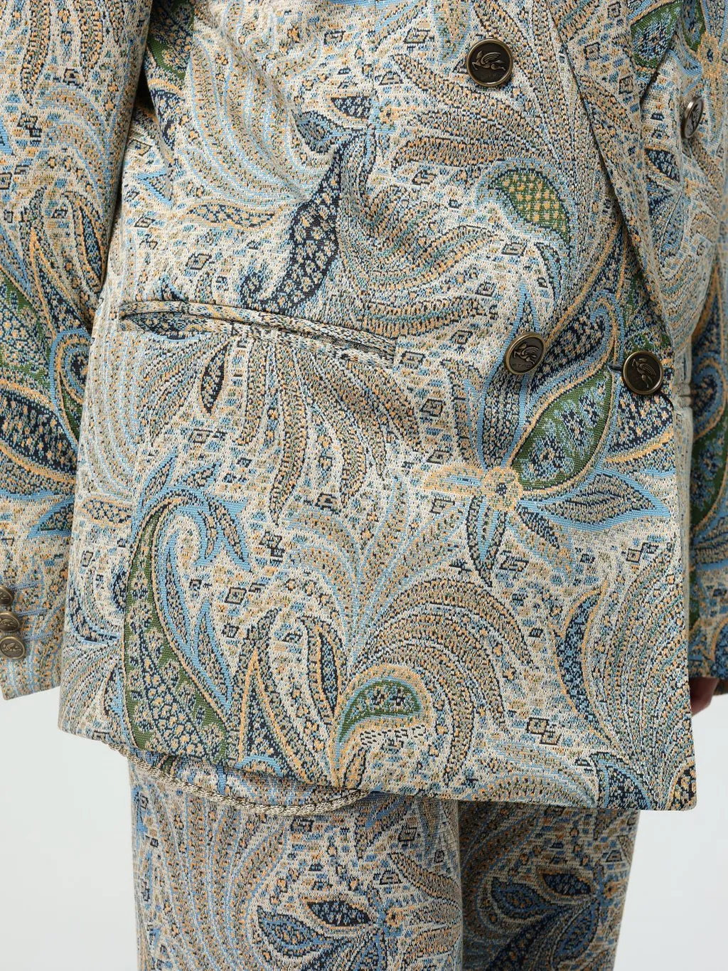 Double Breasted Paisley Jacquard Jacket
