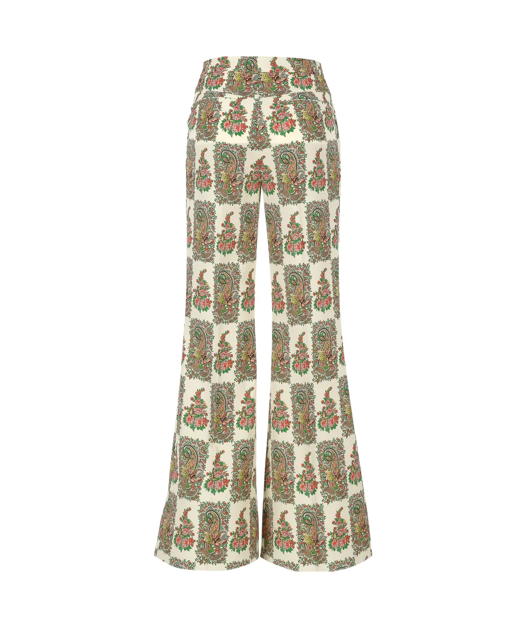 Paisley Printed Flared Hem Trousers