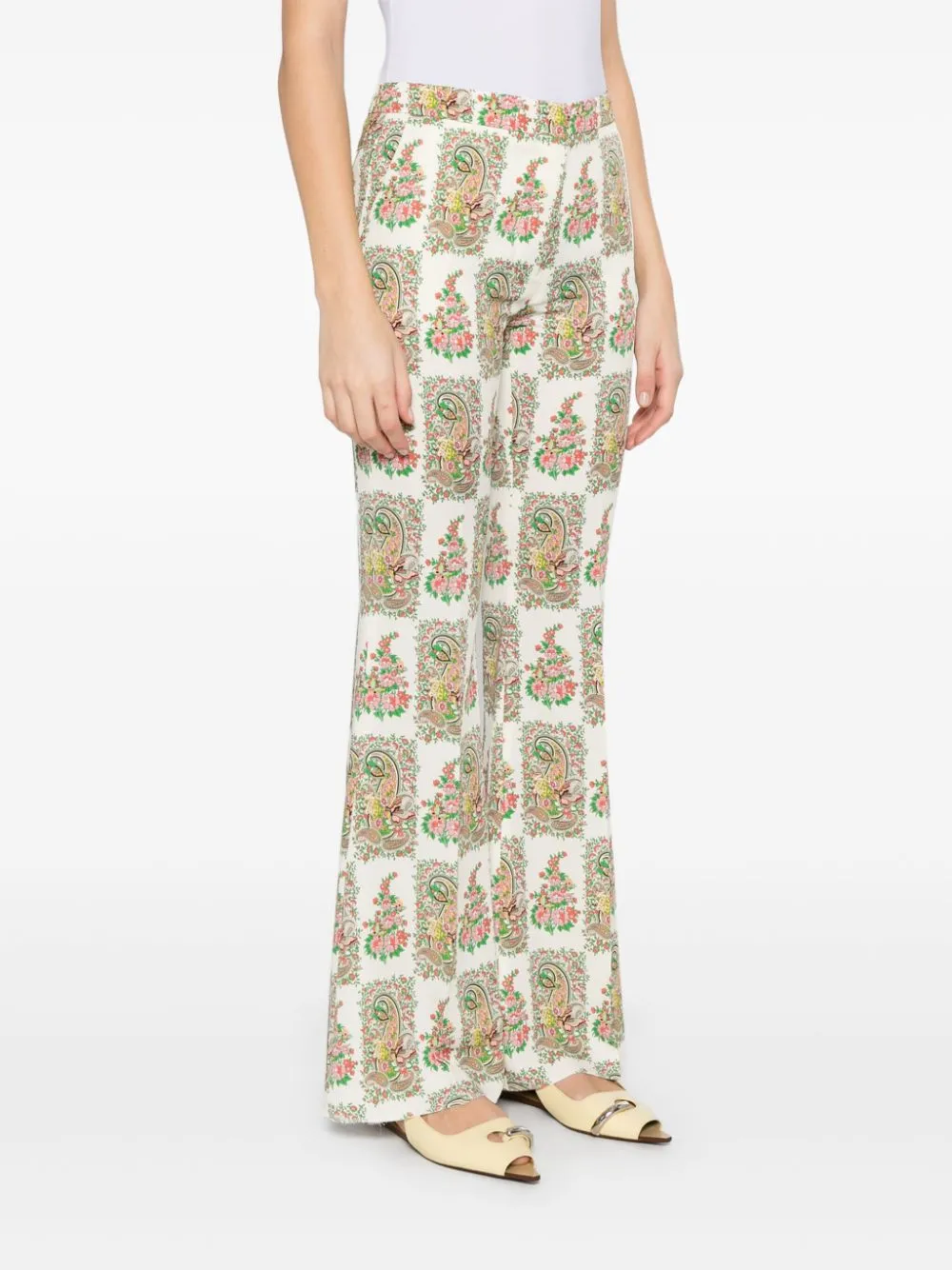Paisley Printed Flared Hem Trousers