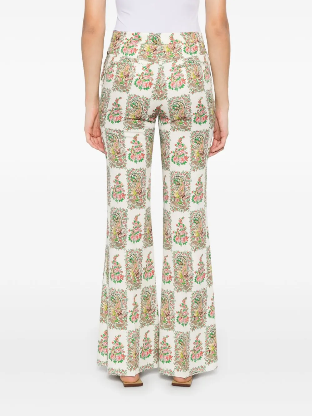 Paisley Printed Flared Hem Trousers