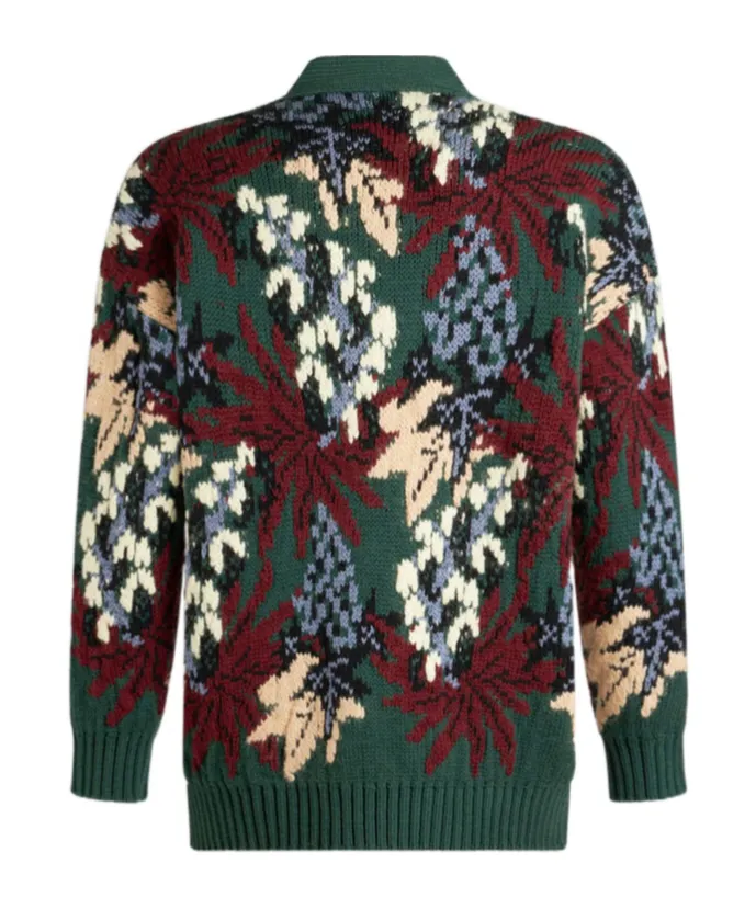 V-Neck Jacquard Knitted Cardigan