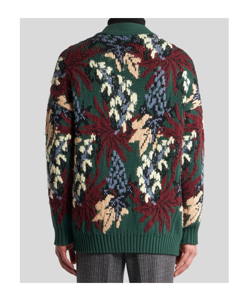V-Neck Jacquard Knitted Cardigan