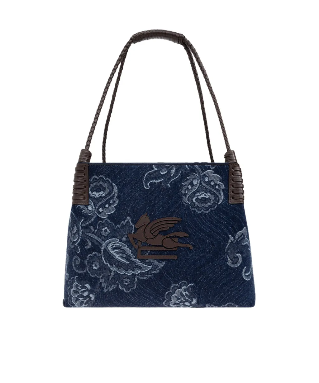 Jacquard Denim Medium Libra Tote Bag
