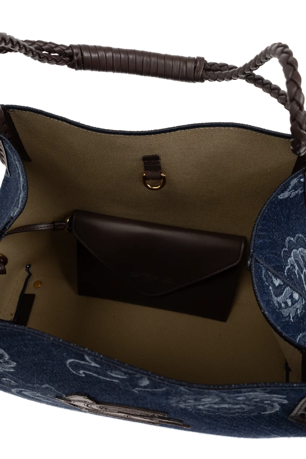 Jacquard Denim Medium Libra Tote Bag