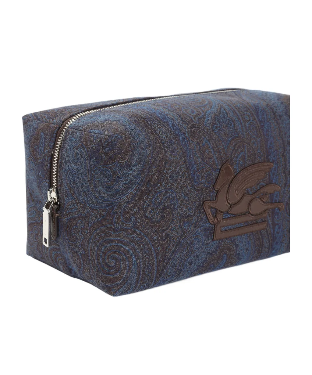 Medium Paisley-Print Pegaso-Motif Wash Bag