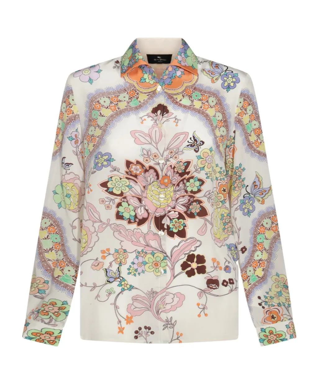 Floral-Printed Long Sleeved Shirt