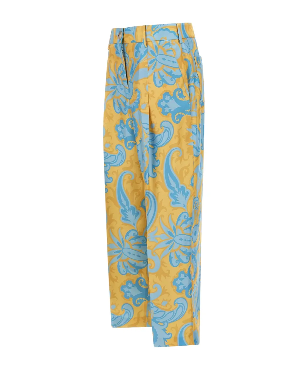 Paisley Printed Pleated Trousers