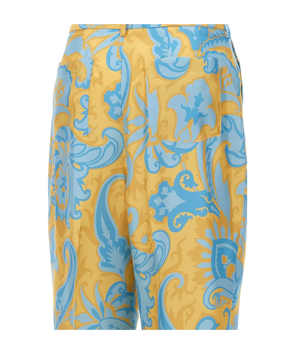 Paisley Printed Pleated Trousers