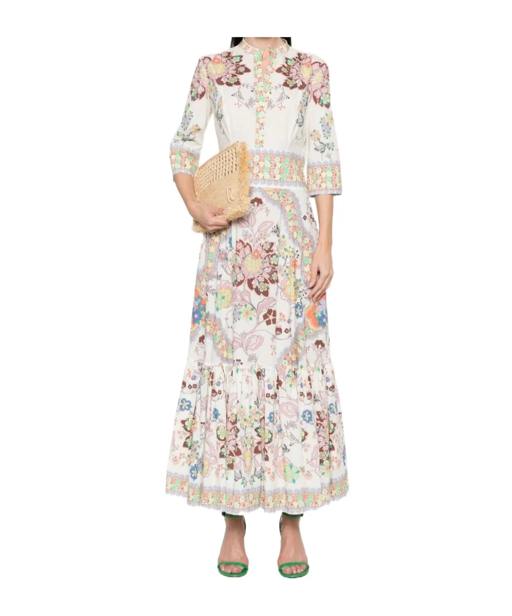 Floral-Printed Short-Sleeved Maxi Dress