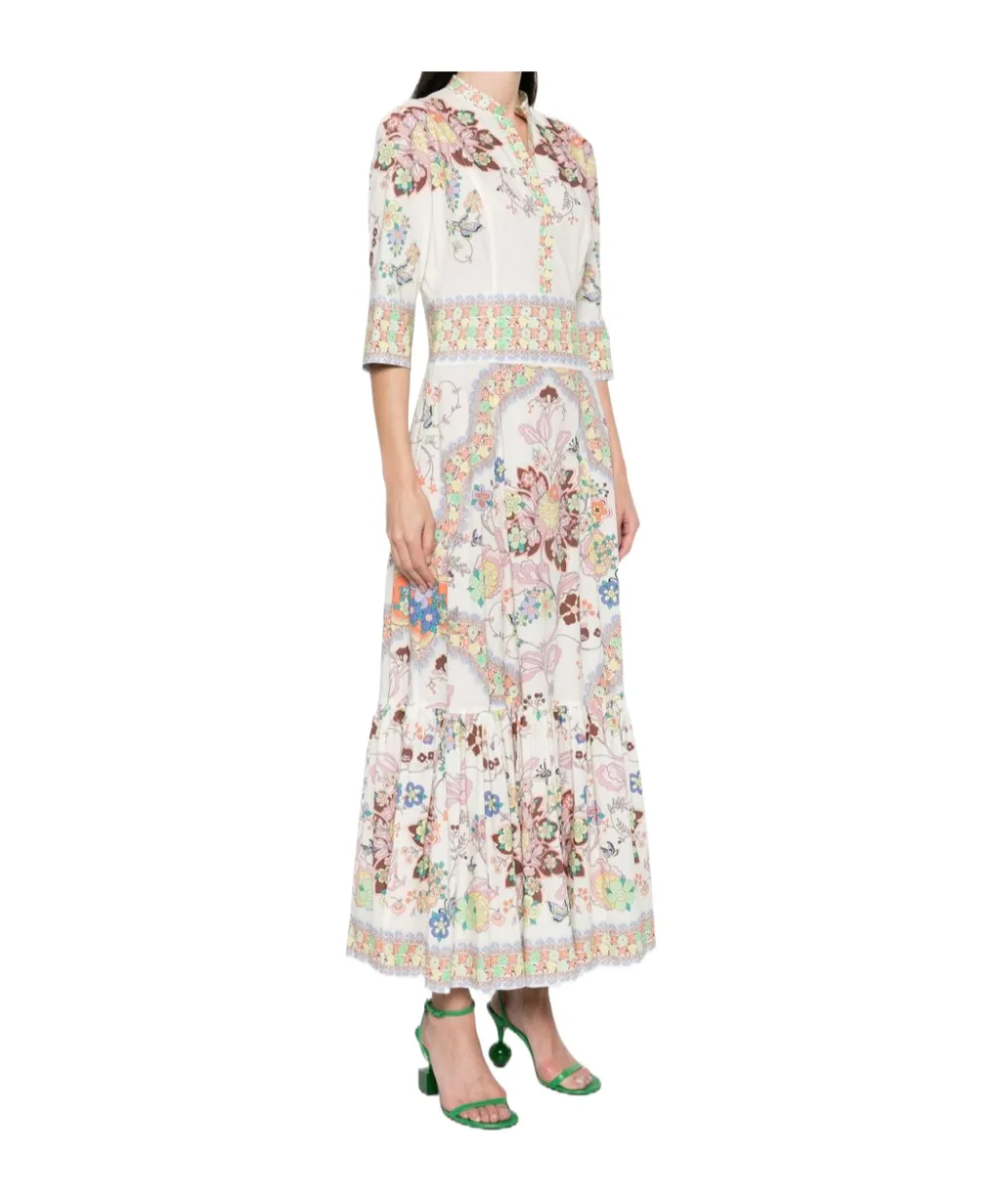 Floral-Printed Short-Sleeved Maxi Dress