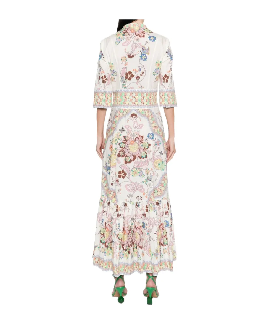 Floral-Printed Short-Sleeved Maxi Dress