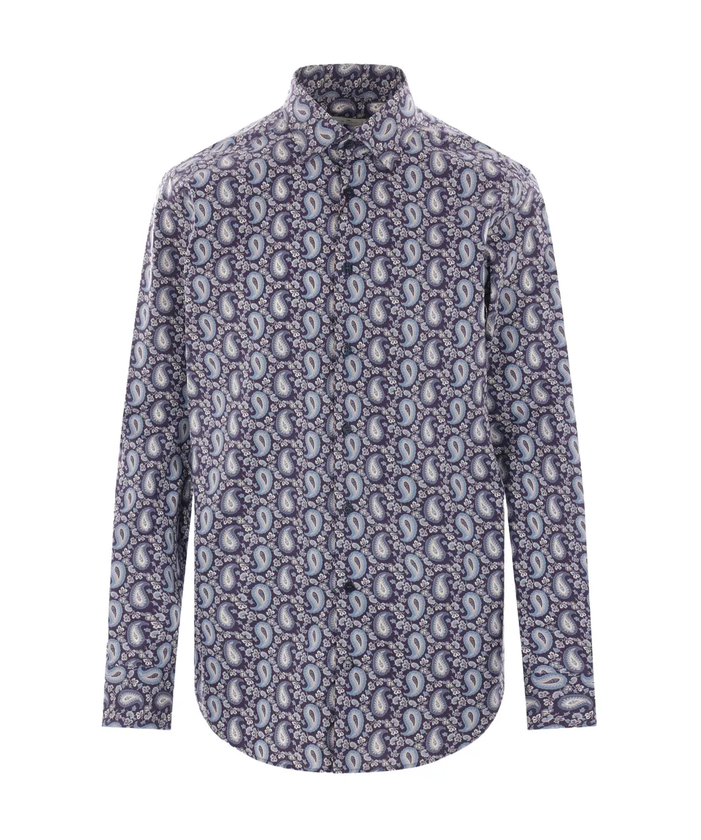 Graphic-Printed Curved Hem Shirt