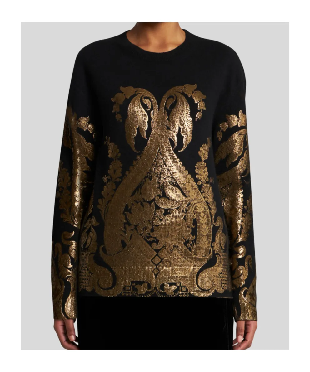 Sweater With Metallic Print