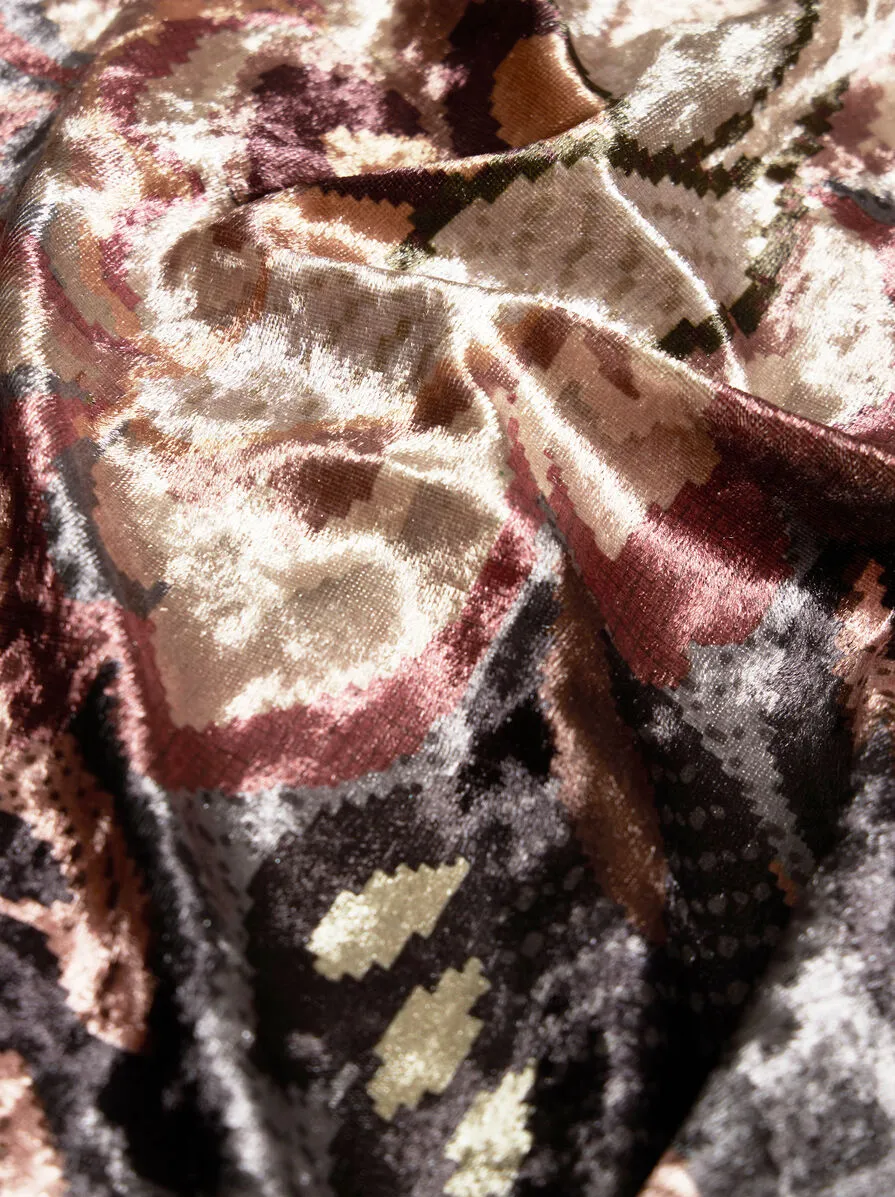 Floral Foliage Printed Chenille Dress