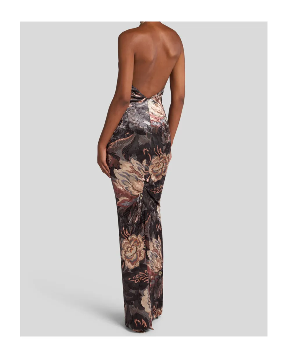 Floral Foliage Printed Chenille Dress