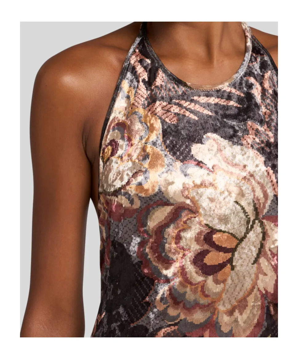 Floral Foliage Printed Chenille Dress