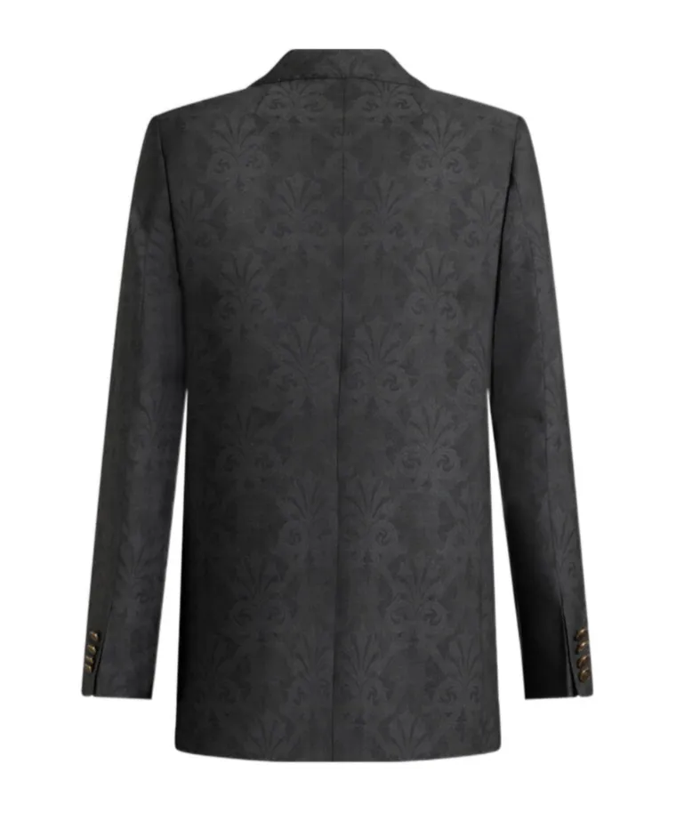 Pattern-Jacquard Single-Breasted Tailored Blazer