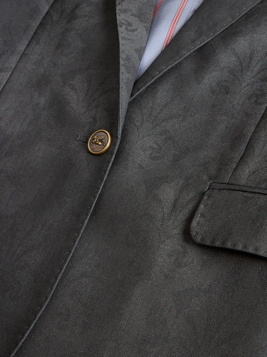 Pattern-Jacquard Single-Breasted Tailored Blazer