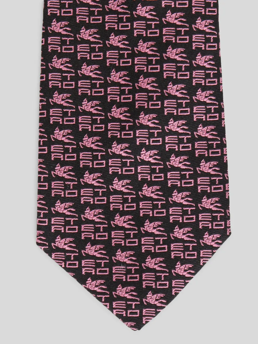 Jacquard Silk Tie With Logo