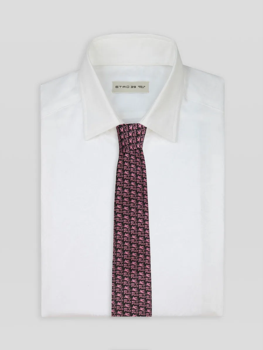 Jacquard Silk Tie With Logo