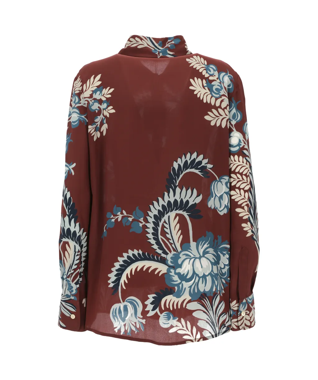Floral-Printed Curved Hem Shirt