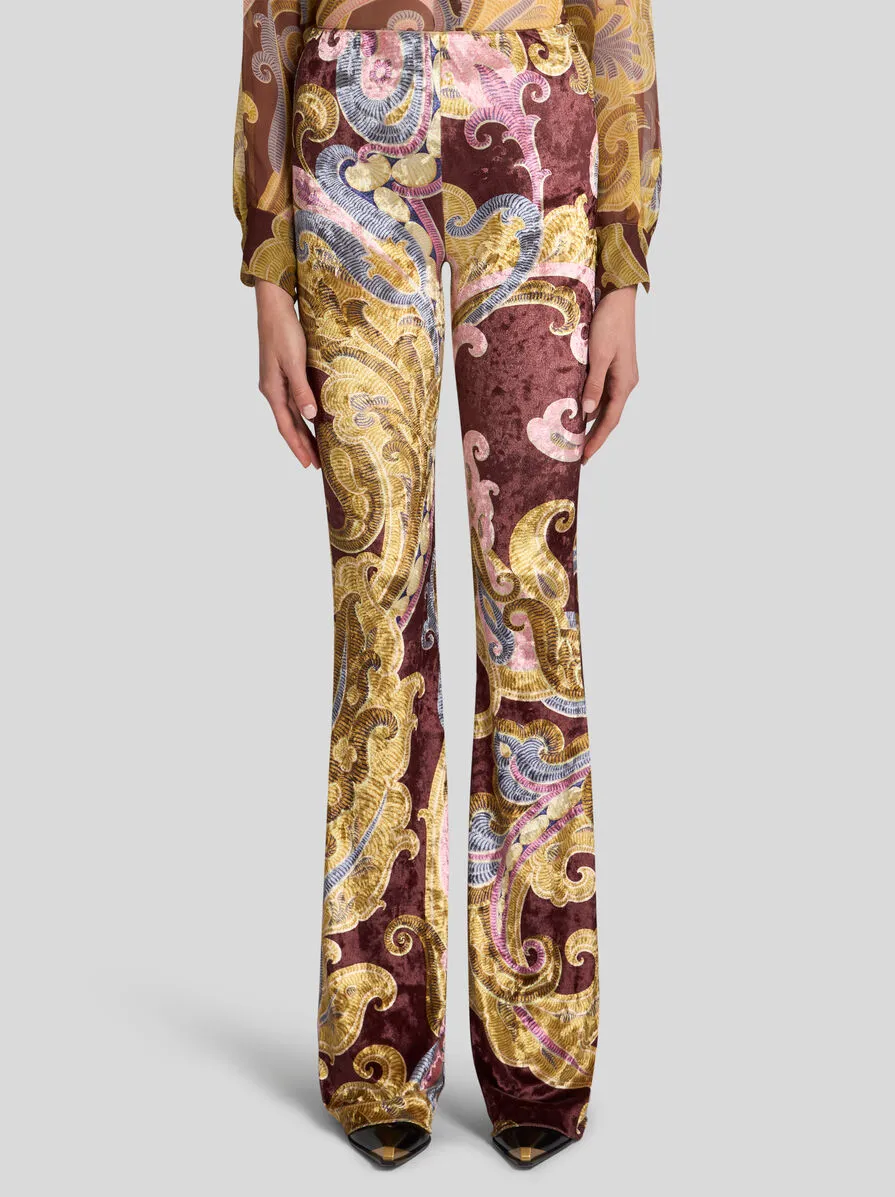 Paisley Printed Flared Trousers