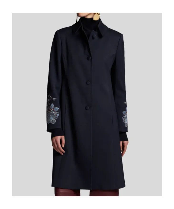 Gabardine Coat With Embroidery