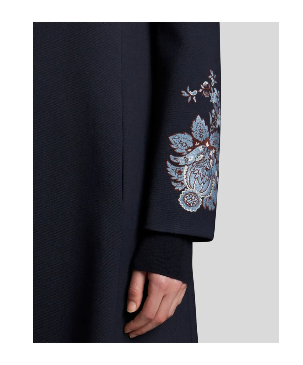 Gabardine Coat With Embroidery