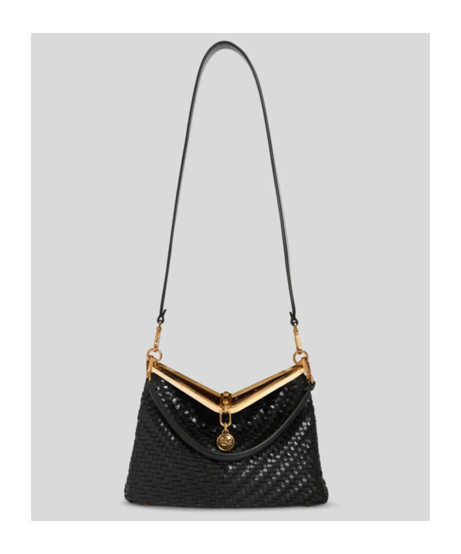 Medium Woven Vela Shoulder Bag