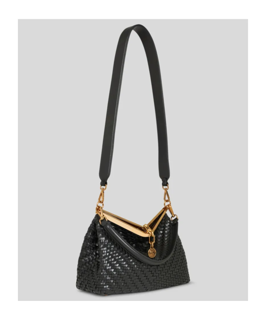 Medium Woven Vela Shoulder Bag