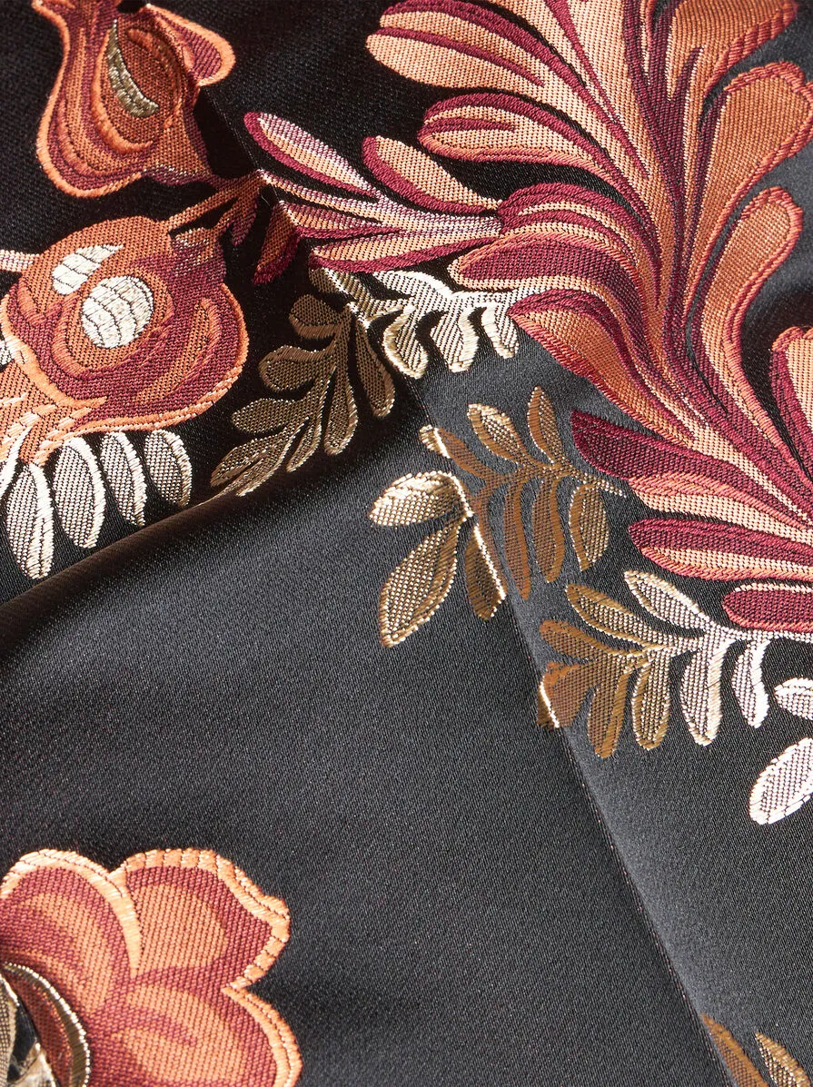 Floral-Jacquard Tapered-Leg Trousers