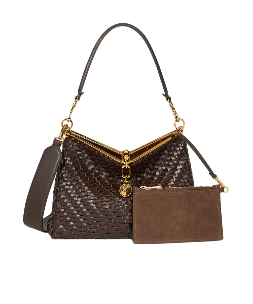Medium Woven Vela Shoulder Bag