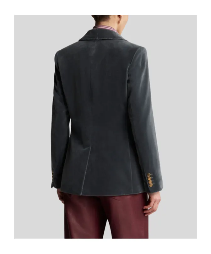 Double-Breasted Velvet Blazer