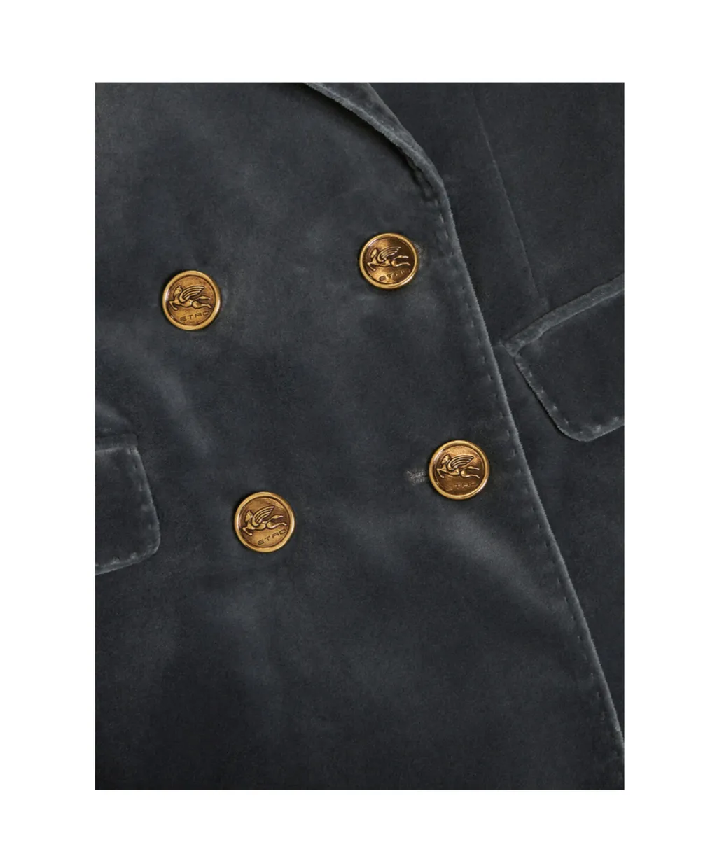 Double-Breasted Velvet Blazer