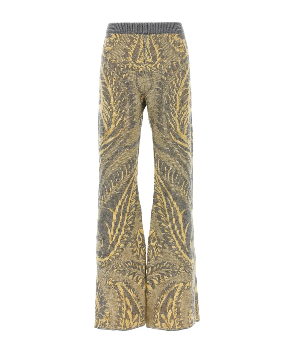 Paisley Intarsia Flared Trousers