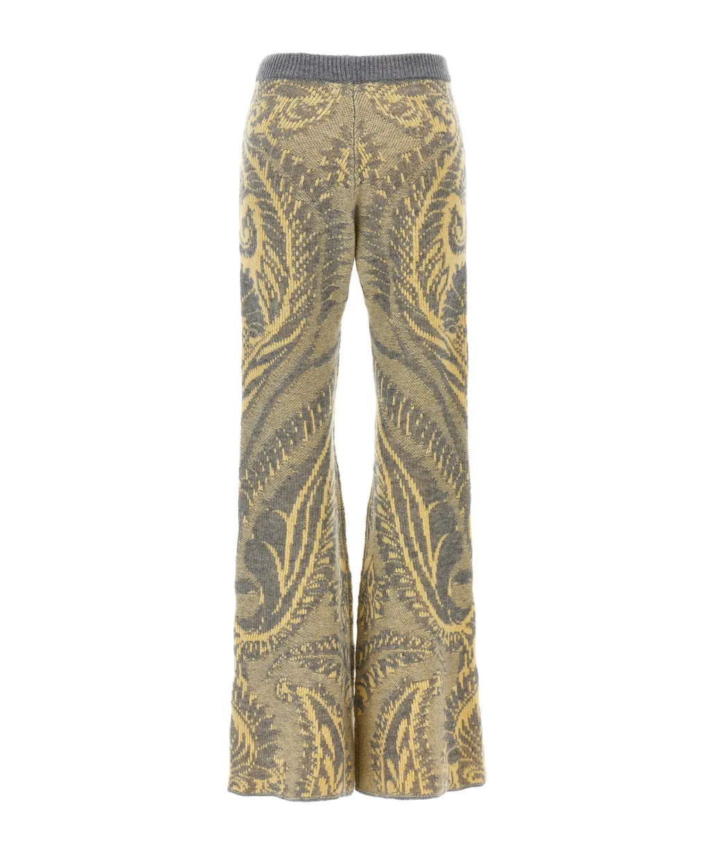 Paisley Intarsia Flared Trousers