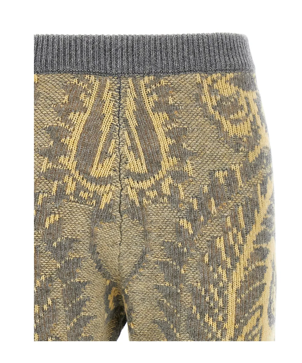 Paisley Intarsia Flared Trousers