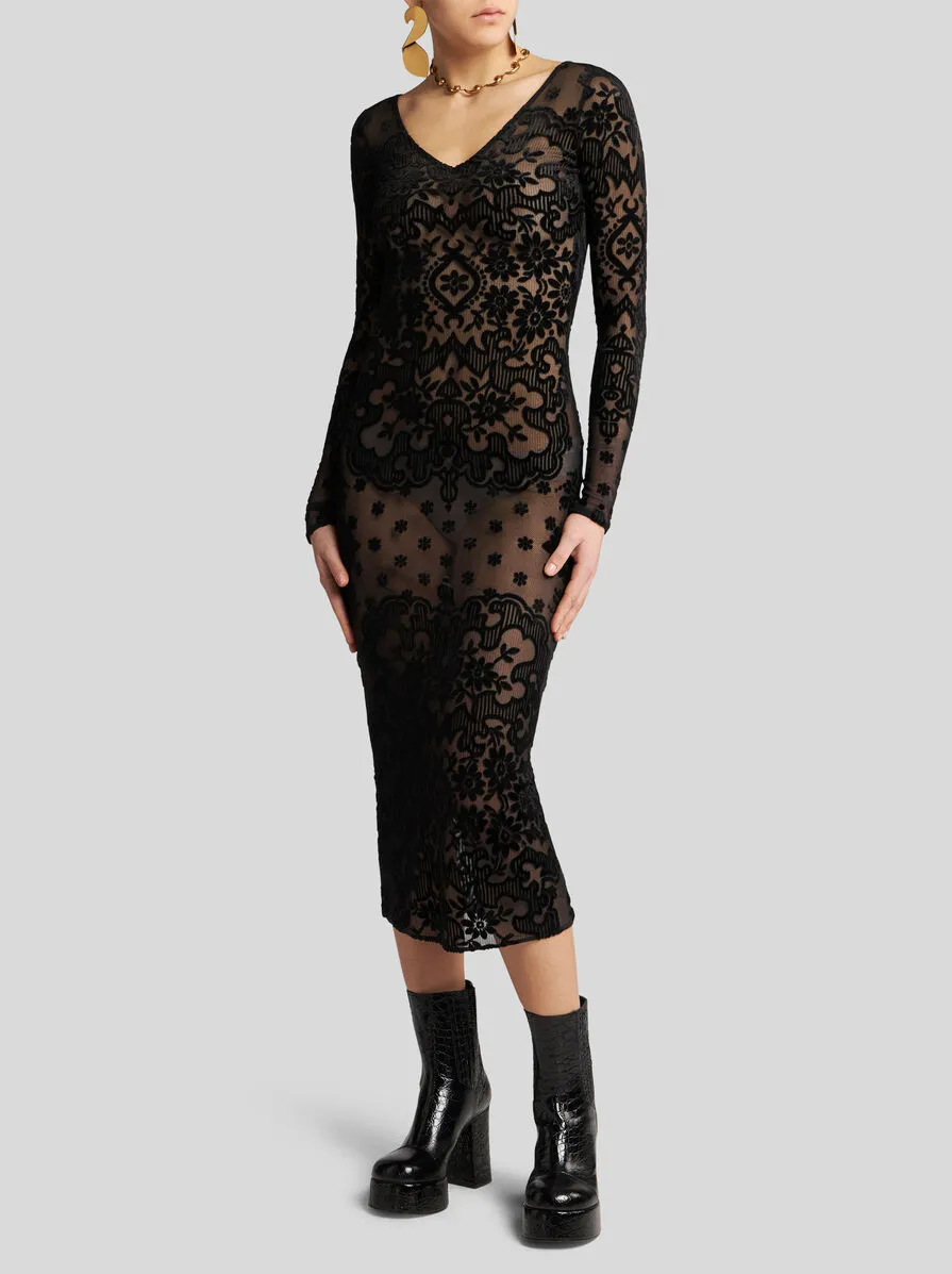 Tulle Jacquard Velvet Dress
