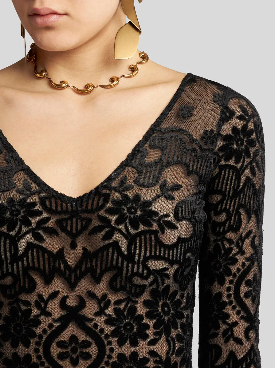 Tulle Jacquard Velvet Dress