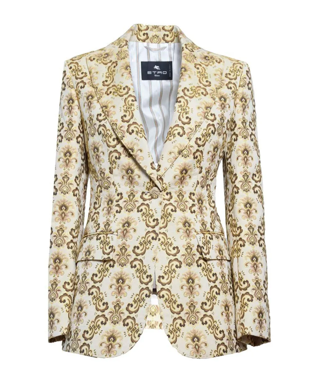 Pattern Jacquard Single Breasted Blazer