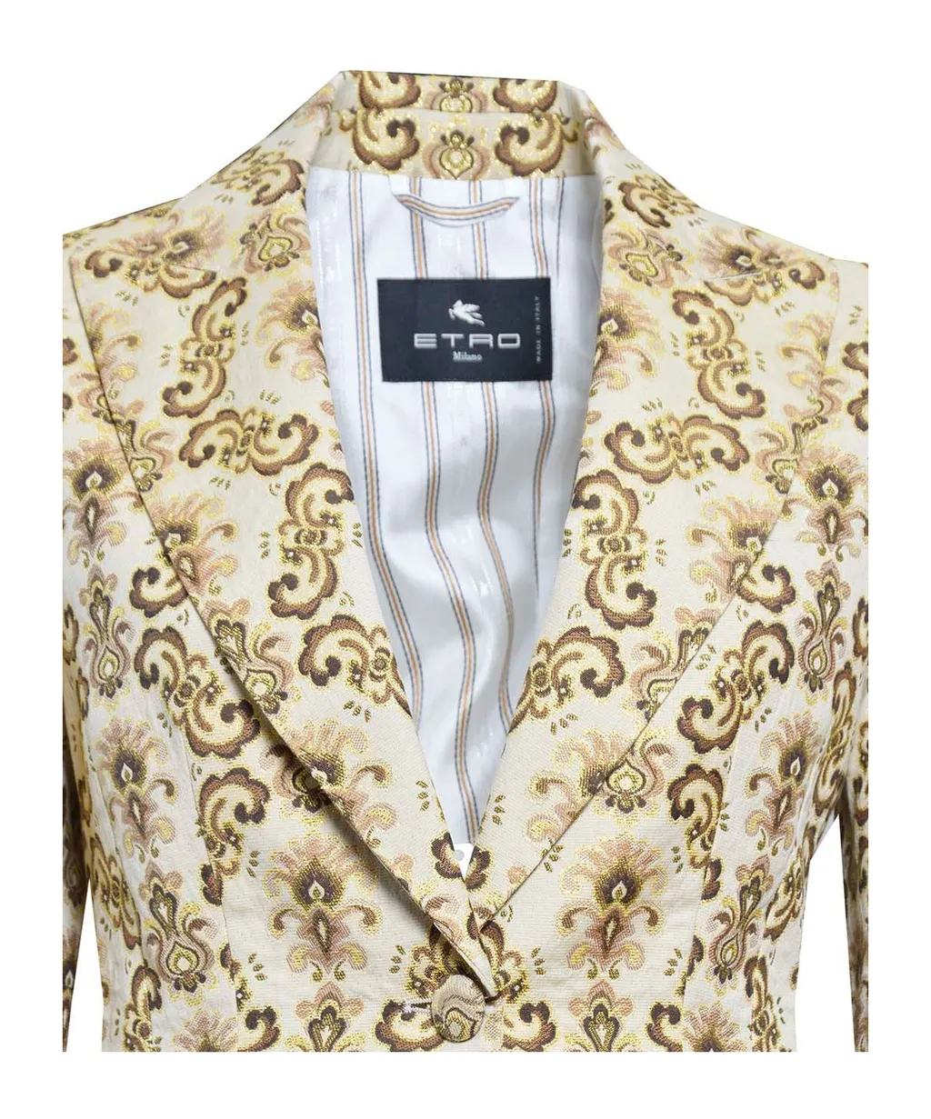 Pattern Jacquard Single Breasted Blazer
