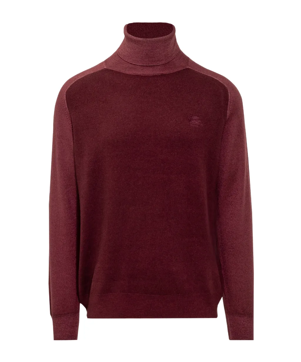 Logo Embroidered Turtleneck Knit Jumper