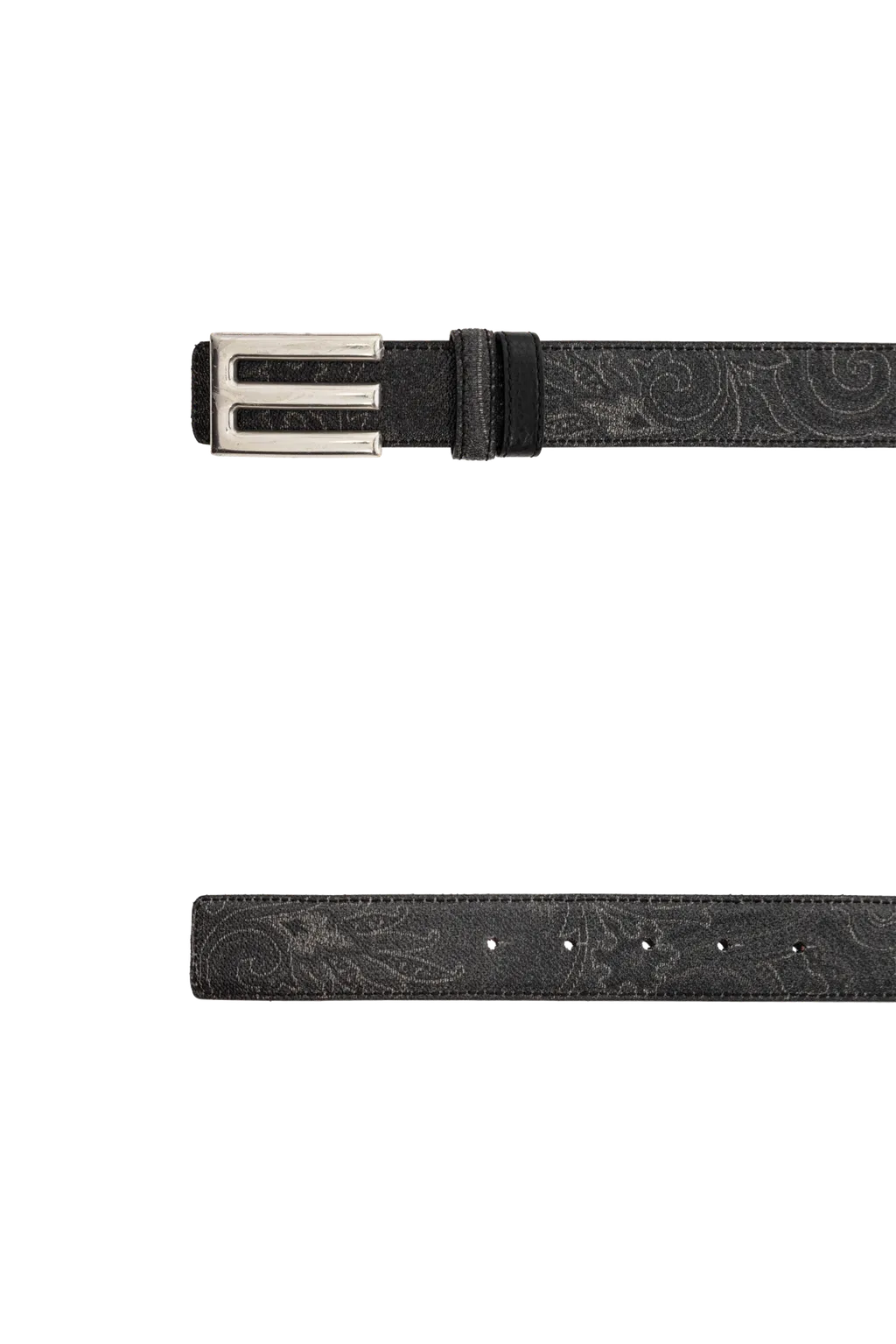 Logo Buckled Paisley Print Reversible Belt