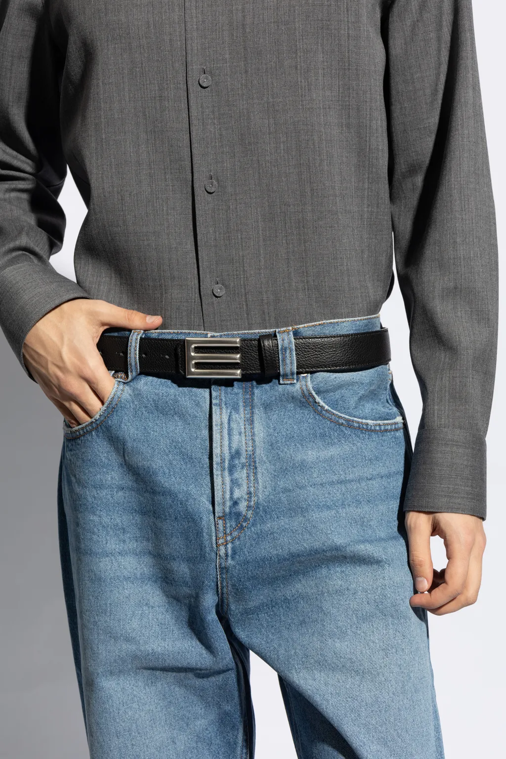 Logo Buckled Paisley Print Reversible Belt