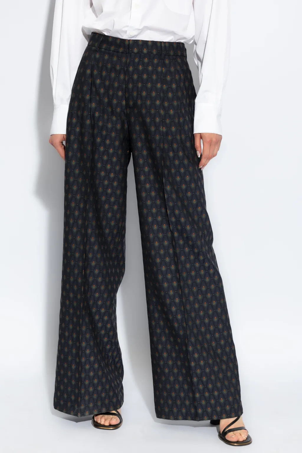 Decorative Pattern Straight Leg Pants