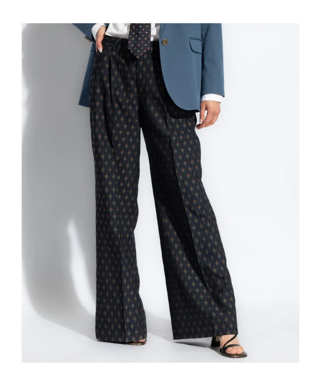 Decorative Pattern Straight Leg Pants