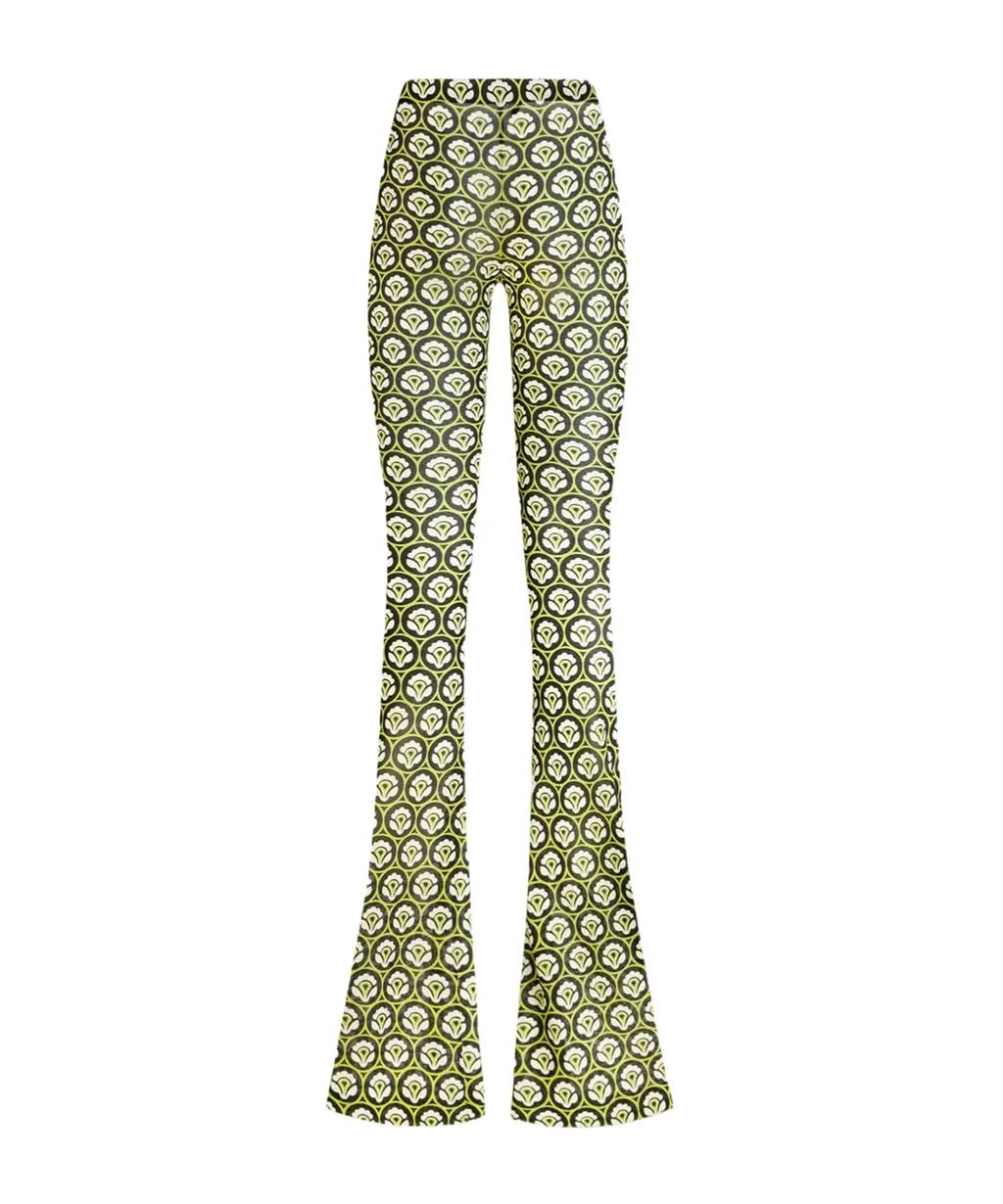 Floral-Printed Mid-Rise Flared Trousers