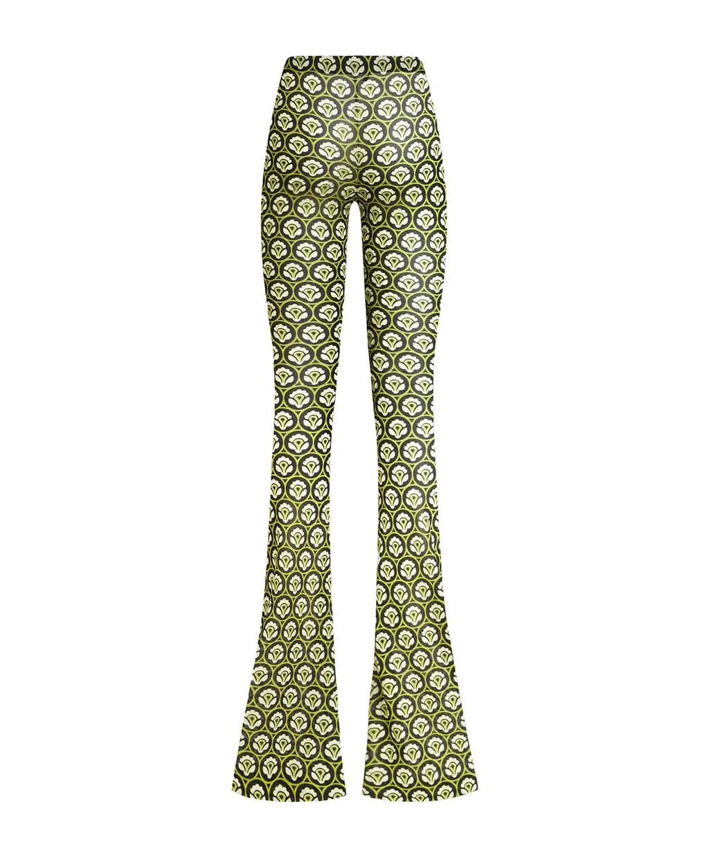 Floral-Printed Mid-Rise Flared Trousers